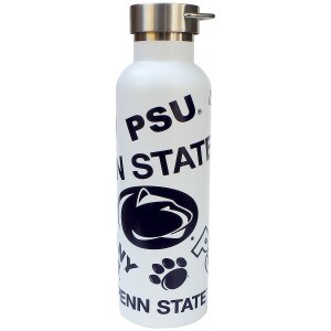 white water bottle with navy Penn State graphics